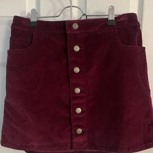 Express Maroon Corduroy Skirt